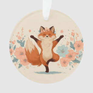 Adorno Zorro Feliz con Flores – Arte Animal Divertido y L