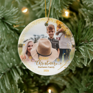 Adornos Alegres Foto Nombre de la Familia y Año Do