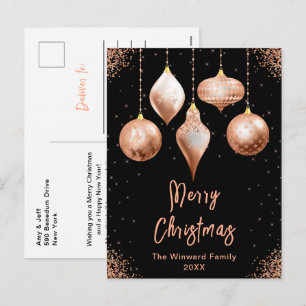 Adornos Clásicos de Oro Rosa Feliz Navidad