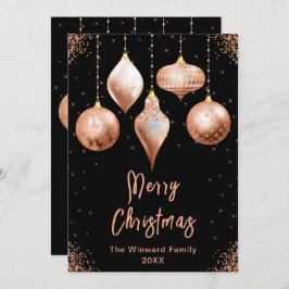 Adornos Clásicos de Rosa Dorado Feliz Navidad