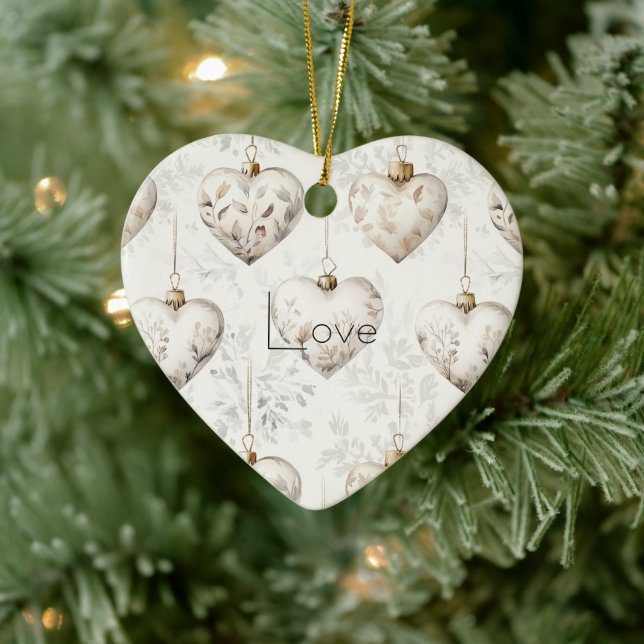 Adornos Corazones Grises Crema Chic   (Árbol)