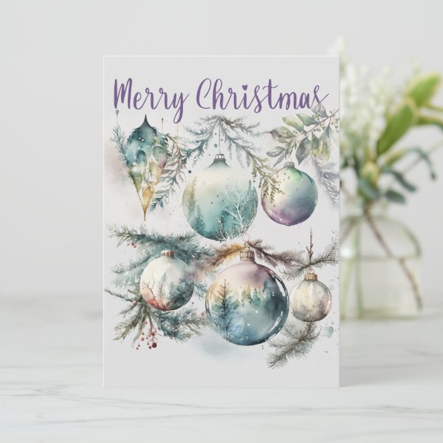 Adornos de acuarela de Navidad alegre (Anverso de pie)
