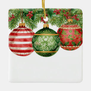 Adornos de Acuarela Ramas de Pino Navidad