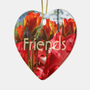 Adornos de amigos Flores de Rosa Roja Amistad