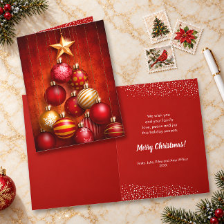 Adornos de árbol de Navidad rojos doblados