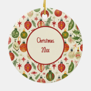 Adornos de árbol de Navidad vintage impresos por t