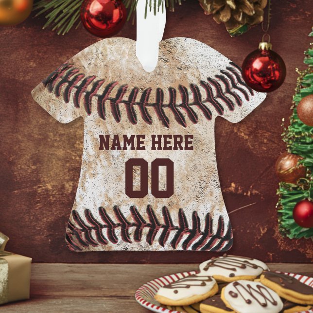 Adornos de béisbol personalizados (Personalized baseball ornaments. Custom baseball Christmas gifts or cool, baseball team gifts ideas.)
