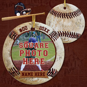 Adornos de béisbol personalizados con FOTO NOMBRE,