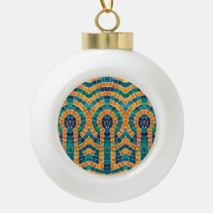 ADORNOS DE CERÁMICA EN MOSAICO CON ICONOS DE ORO