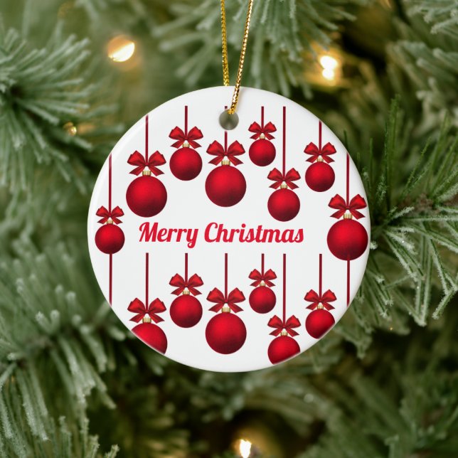 Adornos de círculo de bolas de Navidad alegre roja (Árbol)