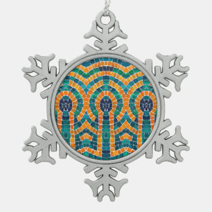 ADORNOS DE COPO DE NIEVE DE PELTRE MOSAICO DE ICON