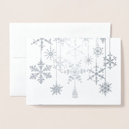 Adornos de copo de nieve en tarjeta de papel metál