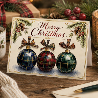 Adornos de Cuadros Escoceses Vintage Feliz Navidad