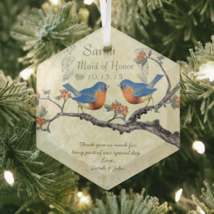 Adornos de Dama de Honor Vintage Bluebirds