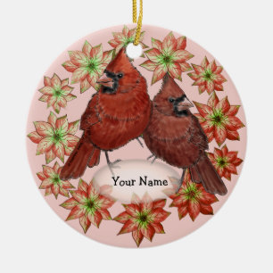 Adornos de flor de pascua de cardenales