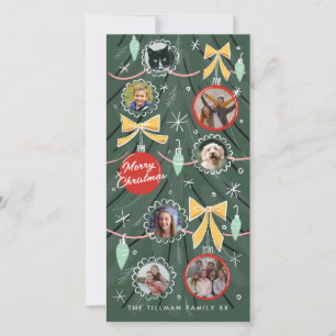 Adornos de foto de árbol de Navidad ilustrado Fies
