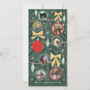 Adornos de foto de árbol de Navidad ilustrado Fies