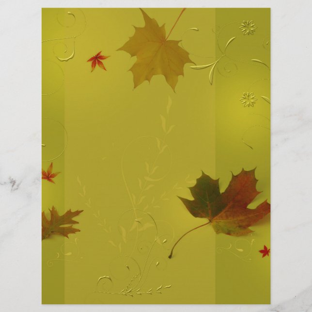 Adornos de hojas de otoño - Papelería con membrete (Anverso)