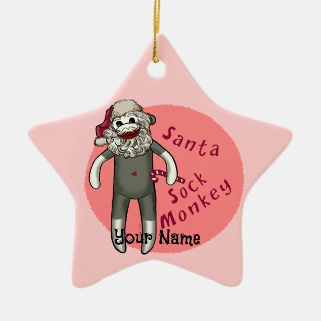 adornos de mono de calcetín de Santa de Navidad (Frente)