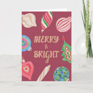 Adornos de Navidad alegre y brillante tarjeta de N