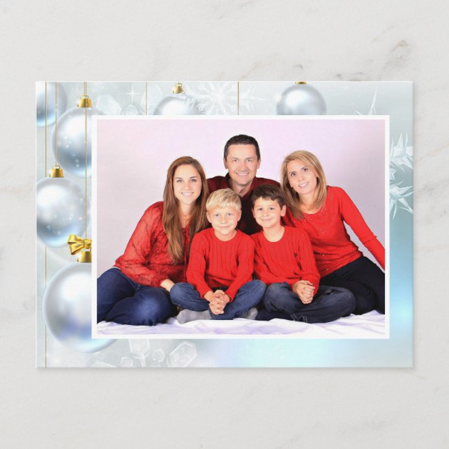 Adornos de Navidad Blancos personalizables con Fot (Anverso)