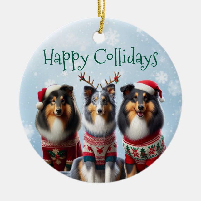Adornos de Navidad Collie (Frente)
