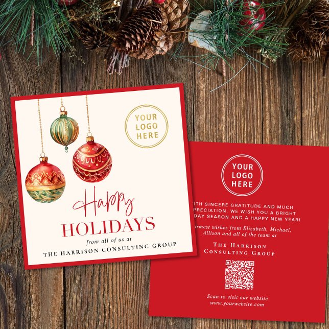 Adornos de Navidad con código QR de elegante logot (Elegant Business Logo QR Code Christmas Ornaments Holiday Card
)