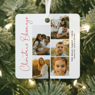 Adornos de Navidad con familia de 5 fotos en guión