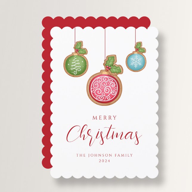 Adornos de Navidad con Letra Elegante Feliz Navida (Elegant Script Merry Christmas Baubles Holiday Card)