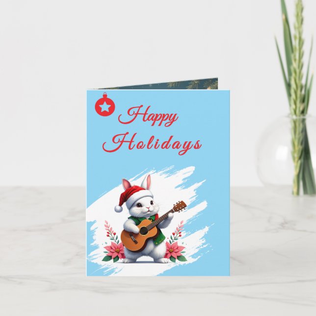 Adornos de Navidad de conejo de Felices Fiestas (Anverso)