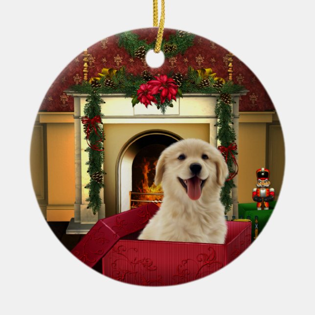 Adornos de Navidad de Perro de Agua (Frente)