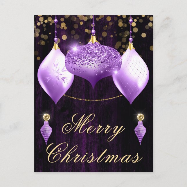 Adornos de Navidad de Purpurina Morada (Anverso)