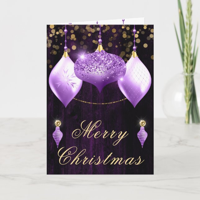 Adornos de Navidad de Purpurina Morada (Anverso)