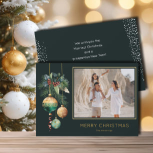 Adornos de Navidad dorados y verdes Foto