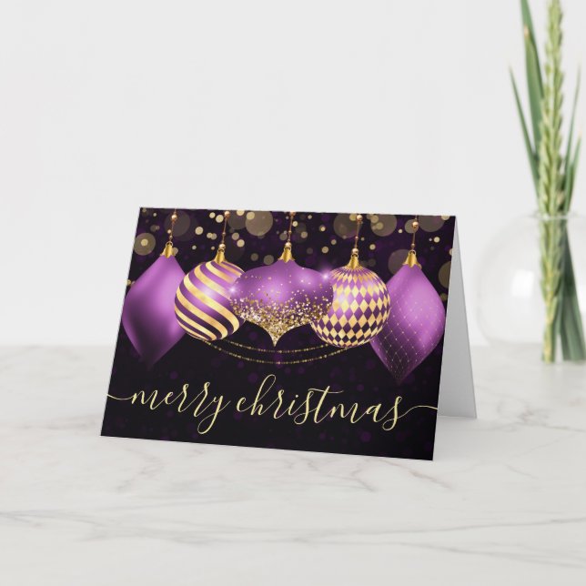 Adornos de Navidad en Morado y Dorado (Anverso)