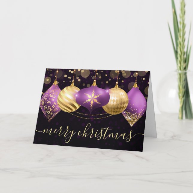 Adornos de Navidad en Morado y Dorado (Anverso)