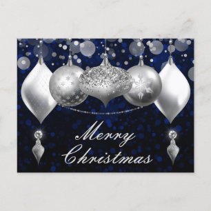 Adornos de Navidad en plata y azul