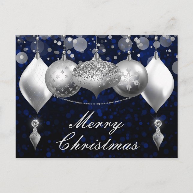 Adornos de Navidad en plata y azul (Anverso)