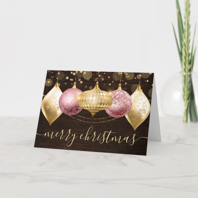 Adornos de Navidad en Rosa y Dorado (Anverso)