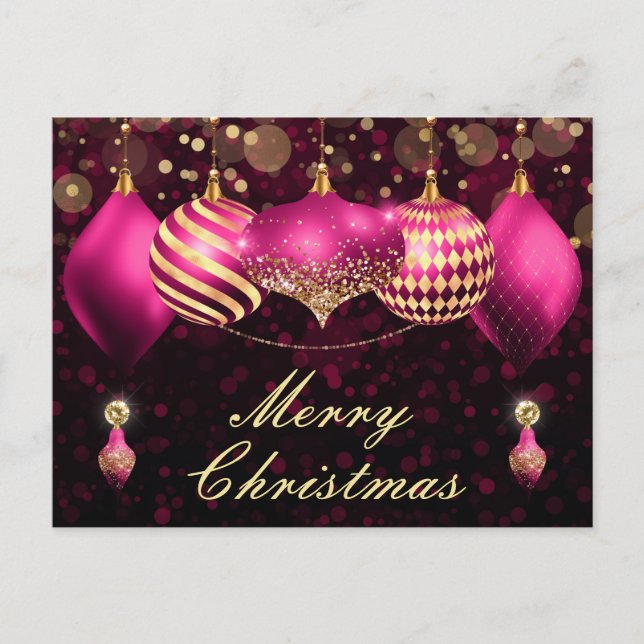 Adornos de Navidad en Rosa y Dorado (Anverso)