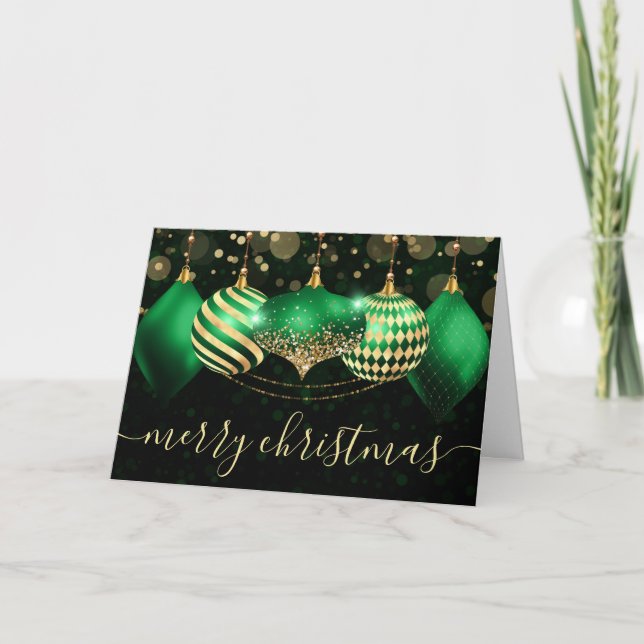 Adornos de Navidad en Verde y Dorado (Anverso)