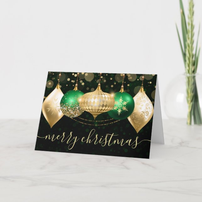 Adornos de Navidad en Verde y Dorado (Anverso)