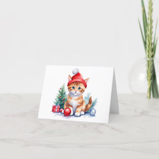 Adornos de Navidad Kitten Santa Naranja BLANK