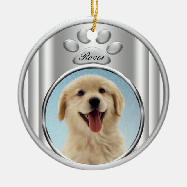 Adornos de Navidad para árbol de Golden Retriever (Frente)