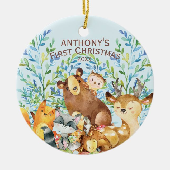 Adornos de Navidad para bebé Animales del bosque (Frente)