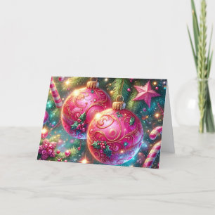 Adornos de Navidad rosados vintage ornamentados pa