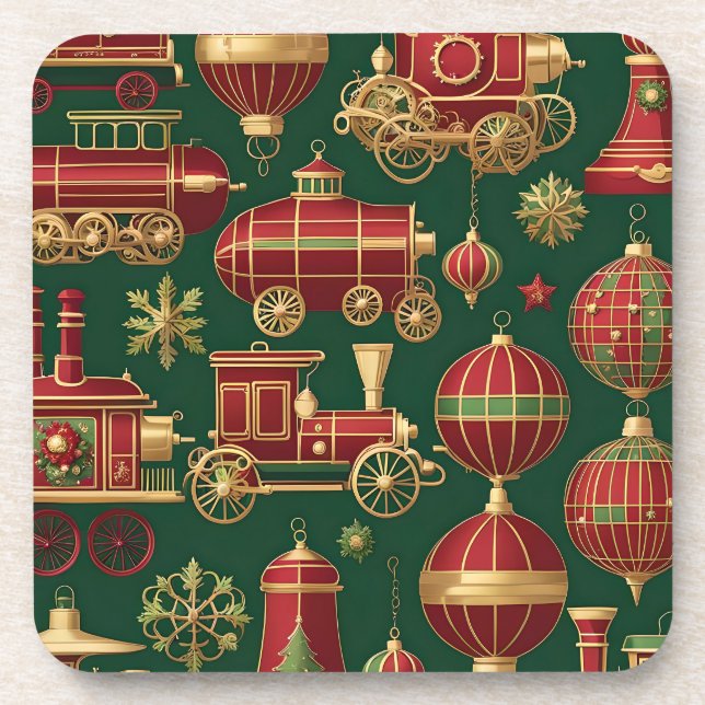 adornos de navidad steampunk posavasos (Frente)