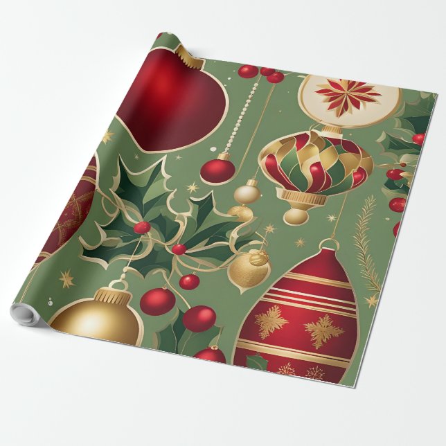 adornos de navidad vintage envolver papel (Desenrollado)