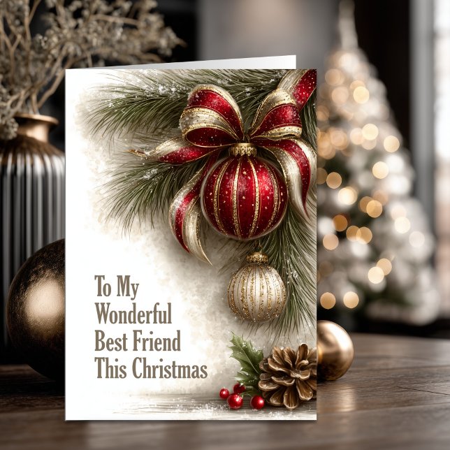 Adornos de oro rojo Mejor amigo Navidad (Subido por el creador)