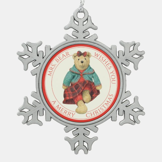 ADORNOS DE PLOMO SEÑORA OSA Copo de Nieve + Texto (Anverso)